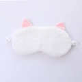 Plush cat ear sleep mask in soft white and pink faux fur with elastic strap - Cat Ear Plush Style / White