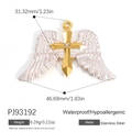 Cross pendant with angel wings in 18k gold plated stainless steel and crystal - Angel Wings Cross Pendant PJ93192