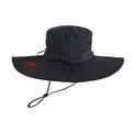 Black outdoor wide brim sun hat with 12cm brim and breathable mesh vents - Black