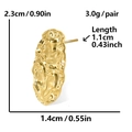 Detail view of 304 stainless steel earrings showing 2.3cm height and texture - Gold
