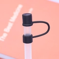 Minimalist black silicone straw cover 10mm dust plug on translucent straw accessory - 10mm Straw Cap (Without Straw) / Black