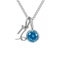 Collana segno Capricorno con ciondolo in strass blu chiaro in acciaio inossidabile - Dicembre Blu Lago Capricorno - Color Acciaio