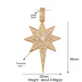 Golden North Star pendant with micro-paved zircons measuring 35mm by 25mm in size - Gold/Large Octagram