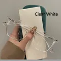 Transparent lightweight oversized full-rim glasses frame with metal hinges for women - Clear