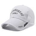 Cappellino da baseball in mesh bianco traspirante con ricamo grigio e visiera sport - Regolabile / Bianco