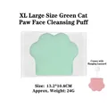Green cat claw shaped XL cleansing sponge with hanging strap measuring 13.2 by 10.8cm - XL Extra Large Cat Claw / Green