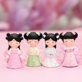 Set of 4 resin Tang lady figurines in colorful Hanfu for room decoration - Set of 4 / 1003-3 Small Size Combination