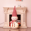 Glowing snowman decor with red plaid hat, red scarf and Welcome sign for Christmas - 110cm