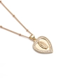 Collar de corazón bañado en oro con relieve de María y cristales resplandecientes - Colgante Corazón Virgen María - Dorado