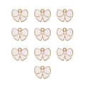Set mit zehn weißen Emaille-Schleifenanhängern mit Goldrand für DIY-Schmuck - 10er Pack / Weiße Schleife