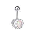 Dettaglio piercing ombelico a cuore argento con opale colorato e zirconi lucenti - 2700 Color Acciaio (Cuore Opale Asimmetrico) / Color Acciaio