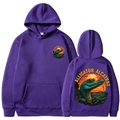 Deep purple alligator alcatraz hoodie with creative sunset graphic for men and women - Purple