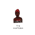 Close-up of embroidered Melanin patch for clothes with 4cm by 5.8cm dimensions - Style 10 MELANIN Red Turban