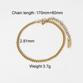 Vergoldetes Edelstahl-Gliederarmband mit 170 mm + 60 mm Länge und 2,81 mm Breite - Goldene Figaro-Kette Armband (JDB201047-1)