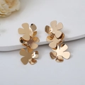 Retro multi-layered golden flower earrings with elegant metallic petal design - E4276-2 Multi-Layer Flower Style / Gold