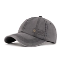 Berretto da baseball in cotone grigio lavato con finitura vintage e ricamo laterale - Grigio