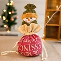 Christmas drawstring gift bag featuring a 3D snowman decoration with a green hat - Letter Print Snowman