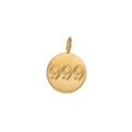 Golden titanium steel heart pendant engraved with number 999 for customized jewelry - Number 999 Pendant