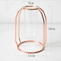 Rose gold metal frame test tube glass vase minimalist hydroponic planter with 16cm height - Small / Rose Gold