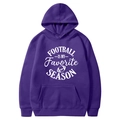 Purple fleece hoodie with Football Is My Favorite Season print and drawstring hood - S / Purple-Football Is My Favorite Season