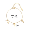 Golden stainless steel bracelet featuring small cross pendants and white pearl charms - Style 13-Cross Pearl