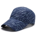 Quick-dry navy blue tiger camo baseball cap with breathable laser-cut side vents - Adjustable / Navy Blue