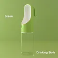 Portable pet water bottle in fresh grass green with wide drinking trough for dogs - Grass Green Water Style / With Rabbit Ear Decoration