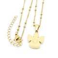 Collana con angelo in acciaio inossidabile dorato con lettera O su catena a sfere - Lettera O (KN196927-K)