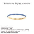 Eternity band ring with light sapphire blue stones in polished stainless steel finish - US5 / March Light Blue - Gold