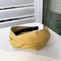 Yellow faux leather wide twist headband with soft PU texture and non-slip lining - Light Ginger Yellow