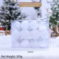 Set di 24 palline di Natale bianche da 6cm con finiture glitter, opache e fiocco di neve - Stile Bianco (X2205-A) / Set da 24