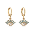 Boheemse gouden boze oog oorbellen met turquoise kralen en heldere zirkoonsteen - Blauwe Kralen Boze Oog (42352)
