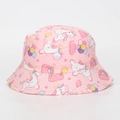 Pink kids bucket hat with unicorn and rainbow patterns for sun protection - 51-52CM / Unicorn Print (7#)