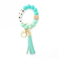 Silicone bead keychain bracelet for women with MAMA letter beads and leather tassel - Green