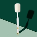 Long handle cup cleaning brush with white sponge head and elegant gold decorative ring - Ivory