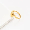 Minimalist golden open ring featuring Mama lettering and heart motif for Mother's Day - Solid Heart / Gold