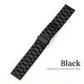 Cinturino classico in acciaio inossidabile nero con maglie a tre sfere e fibbia - 18mm / Nero (Solido)