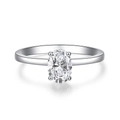 S925 sterling silver oval cut solitaire ring with high carbon diamond and four-prong setting - US 5 / Oval Cut 1ct Minimalist-Silver
