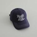 Broderie détaillée sur casquette de baseball en coton bleu foncé avec surpiqûres blanches - 52-54cm (3-8 Ans) / Bleu