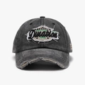 Berretto da baseball in cotone lavato nero con fori vintage e ricamo 1968 - Regolabile / Nero