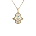 Hamsa Hand Halskette in Gold mit bunten Zirkonia Steinen und Evil Eye Anhänger - Gold (CB0022CXGold)