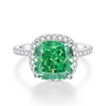 Elegante S925 sterling zilveren ring met vierkante groene steen en pavé diamanten - US 5 / Groen