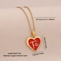 Gold stainless steel necklace featuring a red heart pendant with Fé script engraving - Fé Faith Heart