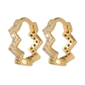Pendientes de aro dorados ondulados con circonitas para mujer, diseño geométrico elegante - Huggie de Circonita en Zigzag Ondulado (E478)