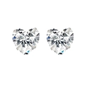 Classic S925 sterling silver heart-cut cubic zirconia stud earrings with three-prong setting - 3mm Heart Zirconia (Rubber Back) / White Gold