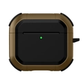 Coque de protection TPU robuste marron et noir pour AirPods Pro avec voyant et anneau de fixation - Marron