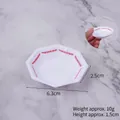 Miniature white octagonal dish with red greek key pattern for DIY dollhouse scenes - 6.3cm Red-edged Octagonal Plate