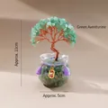 Green Aventurine crystal money tree in glass vase with purple tassel and gold charm - Aventurine (Large Fish Tank)
