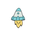 Cartoon space rocket enamel pin badge in blue and white finish for clothing - Blue Rocket (QHXZ127)