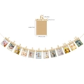Detailed size chart for baby monthly photo banner with 12 months frames and measurements - Kraft Paper Digital 1-12 Months Banner